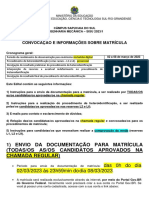 Instrucoes de Matrícula ENGENHARIA MECANICA - SISU 2023-1 SAPUCAIA