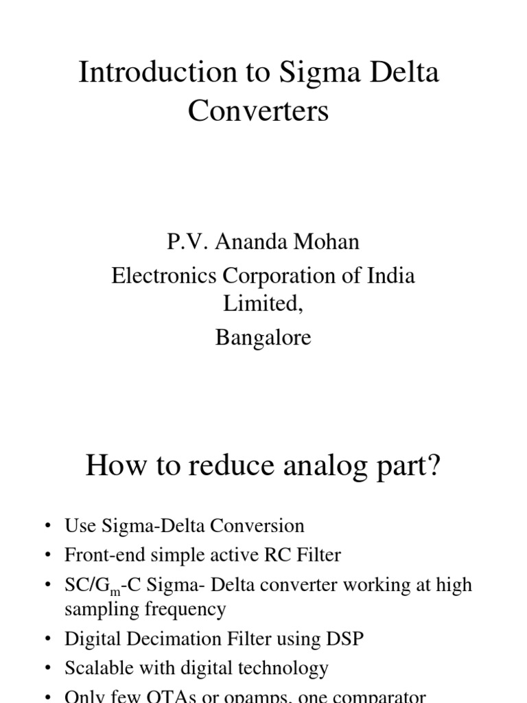 Introduction To Sigma Delta Converters | PDF | Analog To Digital ...