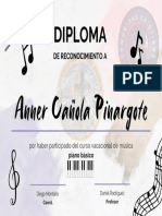 Diploma Curso Solfeo Música Acuarela Orgánico Lila y Marrón