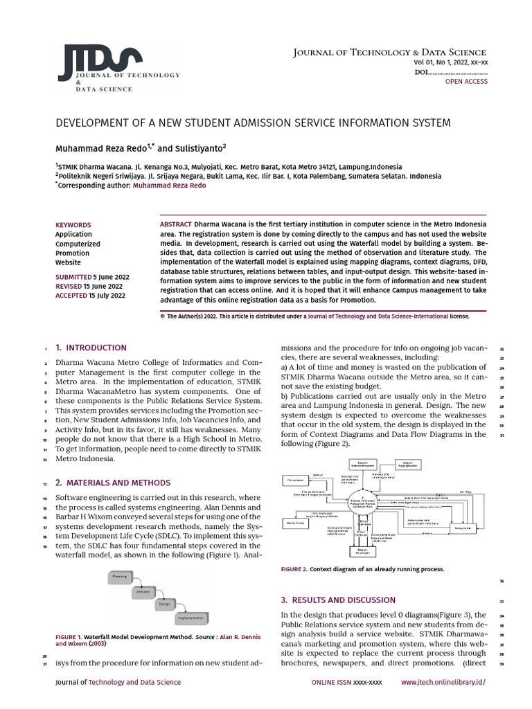 Development of A New Student Admission Service Information System | PDF ...