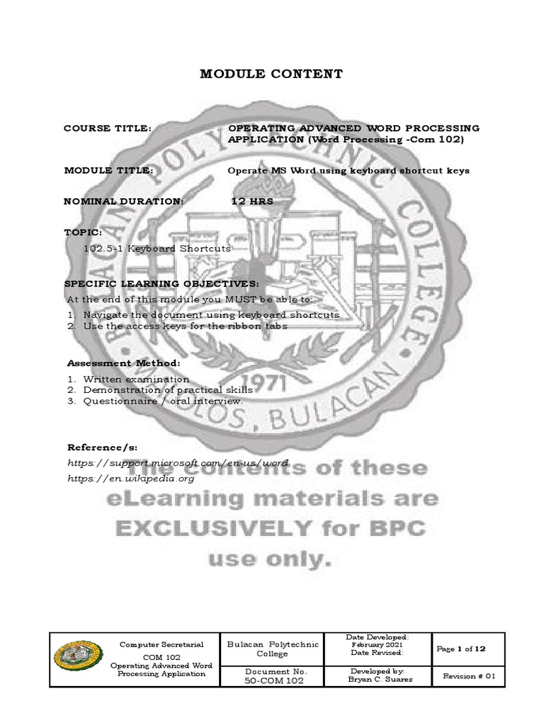 Infosheet 5 1 Com102 PDF Computer Keyboard Paragraph