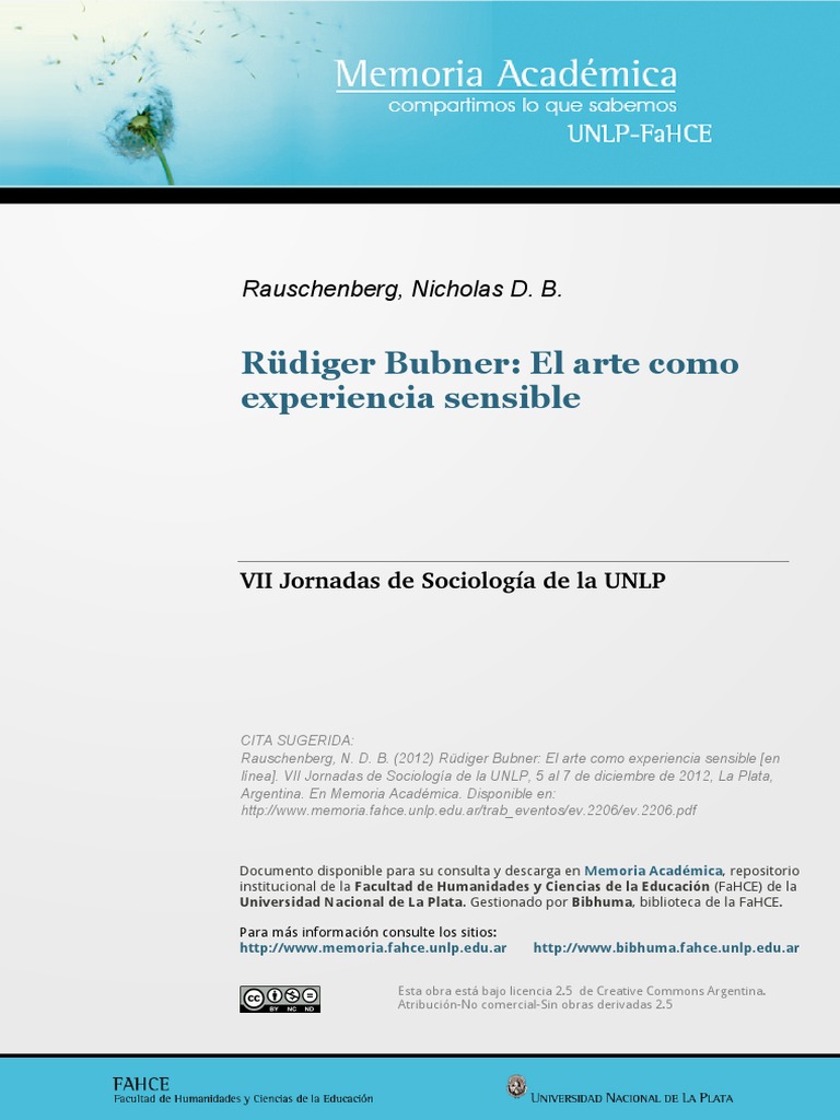 Bubner y la experiencia estética moderna | PDF | Verdad | Georg Wilhelm ...