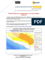 Aviso Meteorológico DZ 6 #046-2023 NIVEL NARANJA Precipitaciones en La Región Arequipa