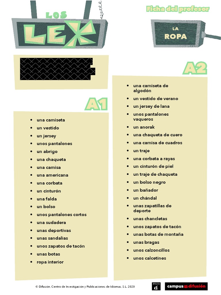 Léxico Ropa | PDF