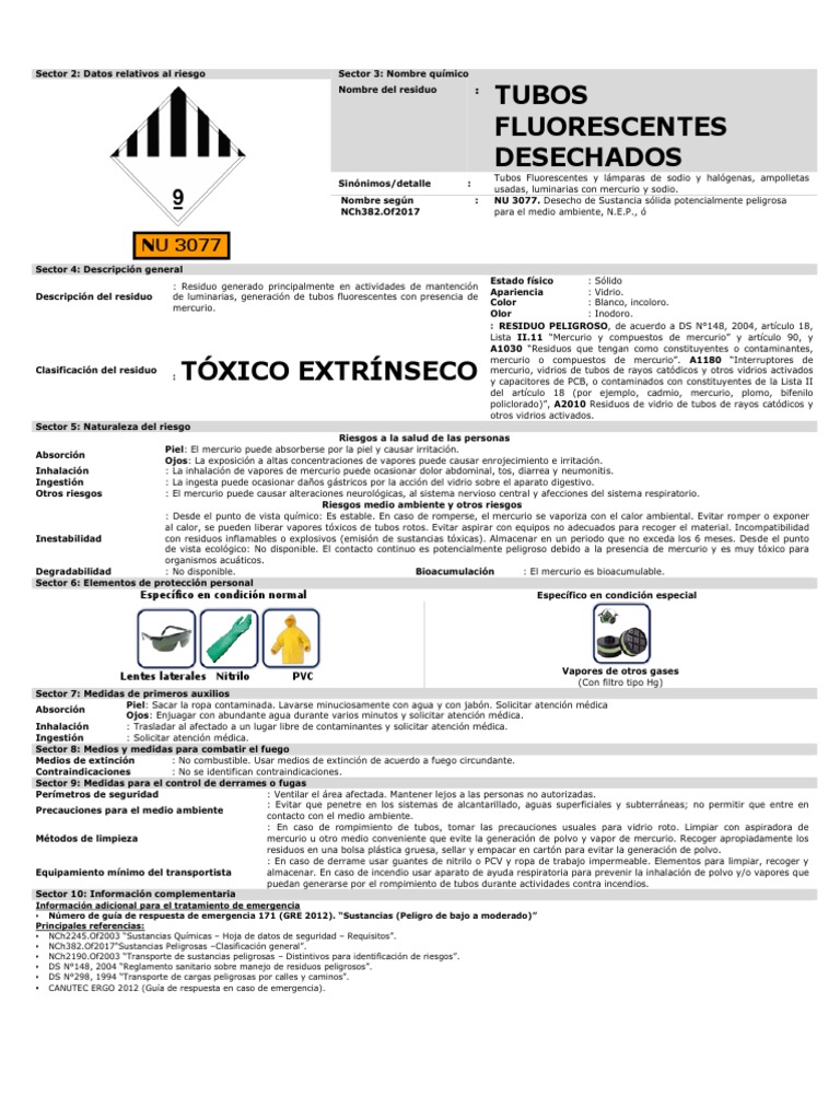 15.6. Tubos Fluorescentes Desechados PDF Mercurio (Elemento