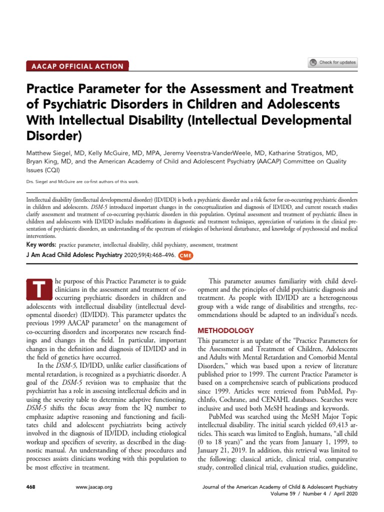 Assessment & Treatment of ID/IDD in Youth | PDF | Intellectual ...