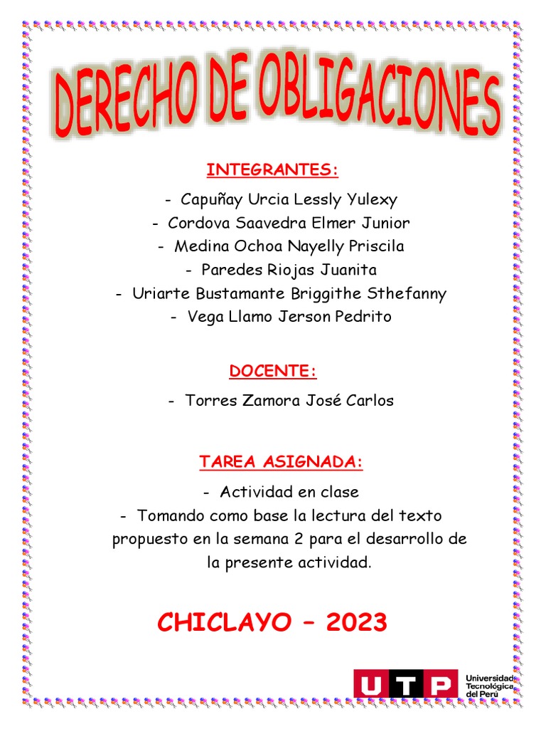 Actividad en Clase, Derecho de Obligaciones | PDF