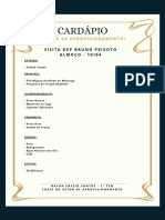 Cardápio: - Setor de Aprovisionamento