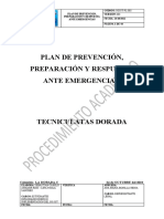 Plan de Prevención, Preparación y Respuesta Ante Emergencia Tecniculatas Dorada