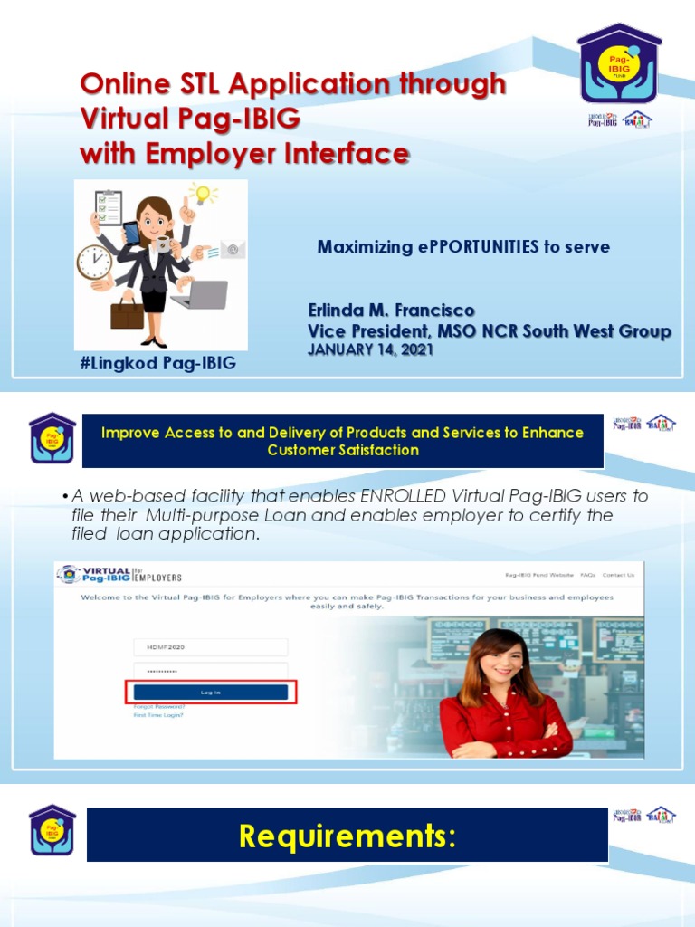 Online stl application through virtual pag ibig with employer interface