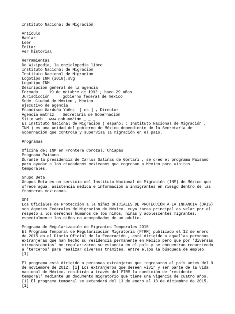 Instituto Nacional de Migración | PDF | México | Migración humana