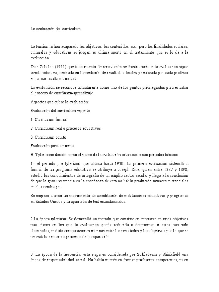 Evaluación del Currículum Educativo | PDF | Plan de estudios | Evaluación