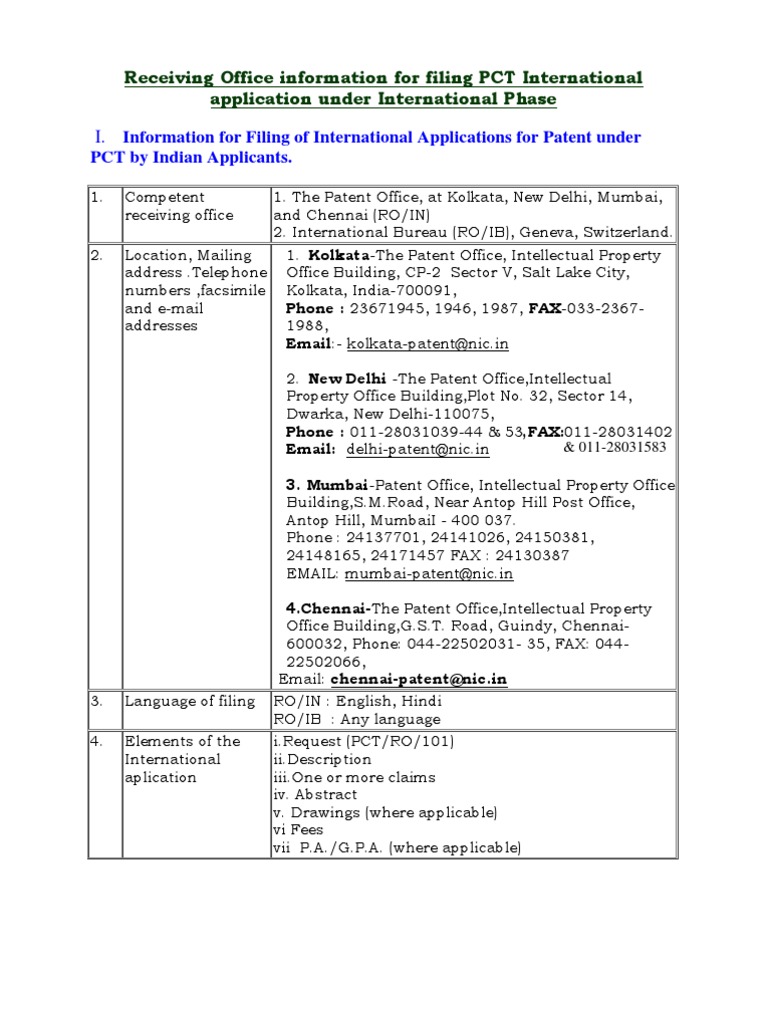 Filing PCT applications under International Phase I | PDF | United ...