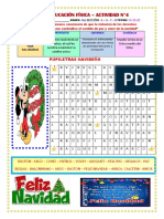 Ficha de Educación Física - Actividad N°4: Pupiletras Navideño