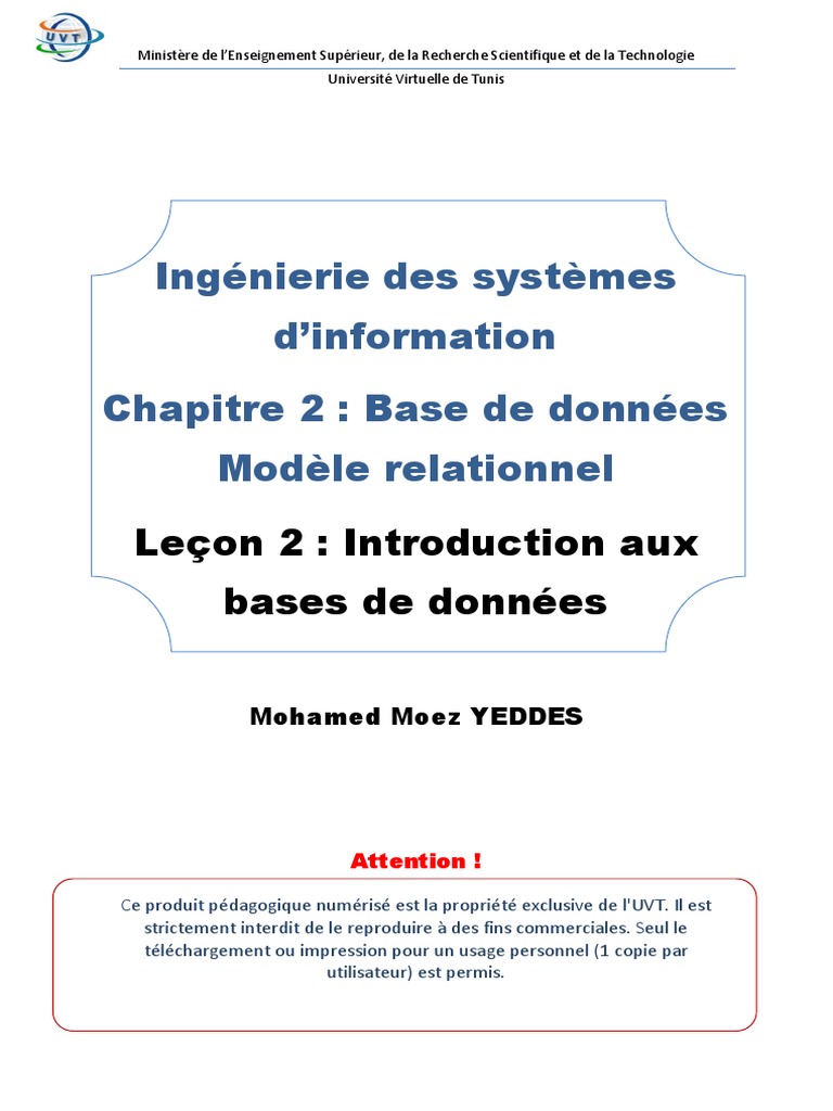 Introduction aux bases de données | PDF | Base de données relationnelle ...