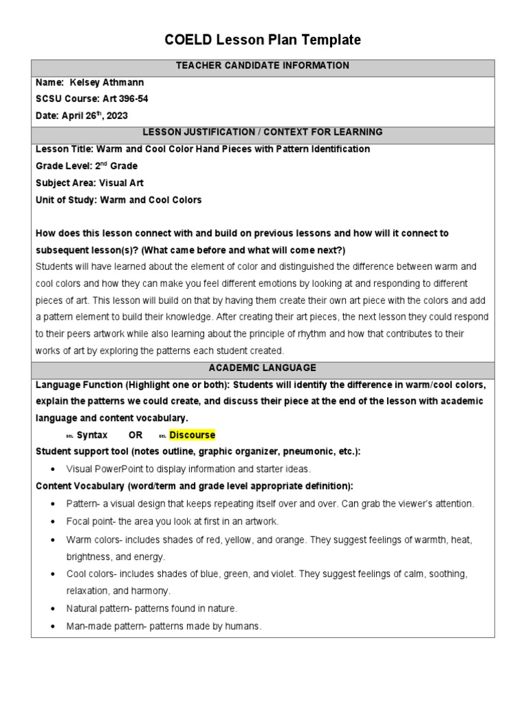Scsu coeld edtpa lesson plan pdf career growth language arts