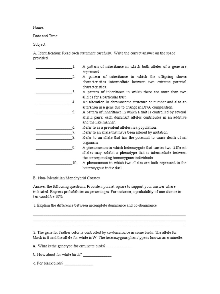 Activity for genetics make up class 1 pdf dominance genetics allele