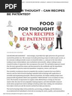 Food for Thought – Can Recipes Be Patented