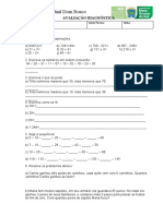 Avaliação diagnóstica escolar com exercícios de matemática