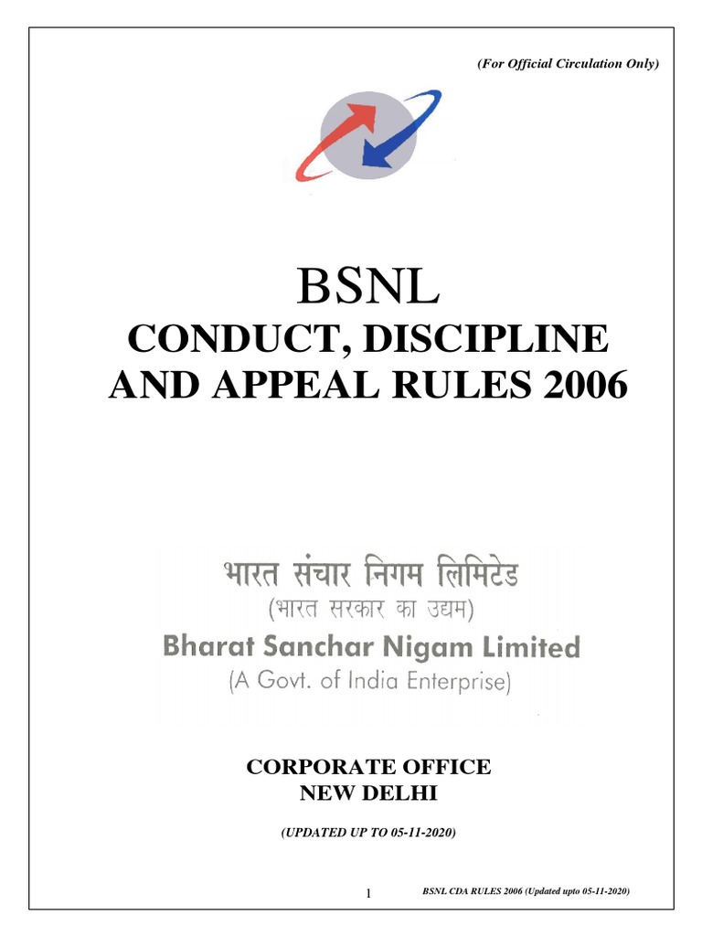 Bsnl cda rules 2006 updated up to 05112020 pdf employment loans