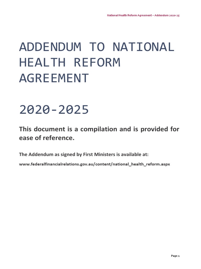 National Health Reform Addendum 2020-25 | PDF | Health Care | Hospital