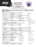 Third Quarter Test in Mapeh 6: District 4