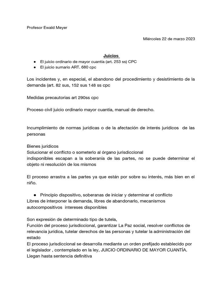 Procedimientos Declarativos | PDF | Demanda judicial | Sentencia (ley)