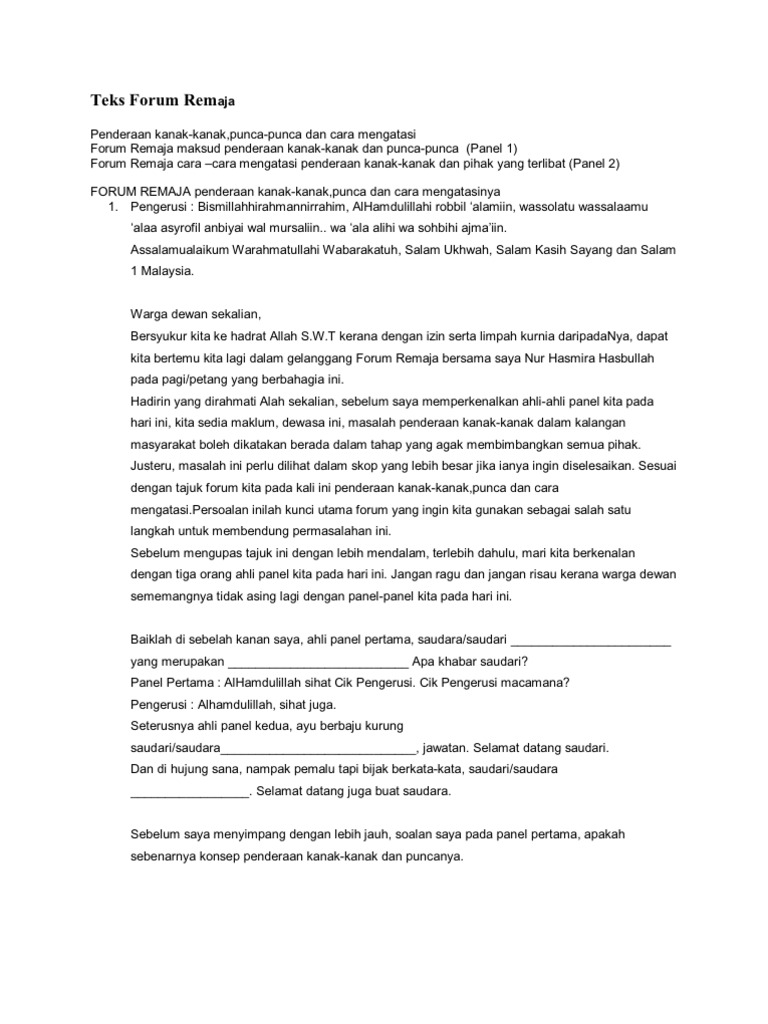 Contoh Teks Forum Remaja Pdf