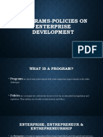 Programs-Policies On Enterprise Development