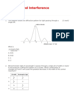 Diffraction and Interference Question Bank