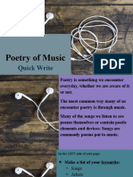Quick Write: Poetry of Music