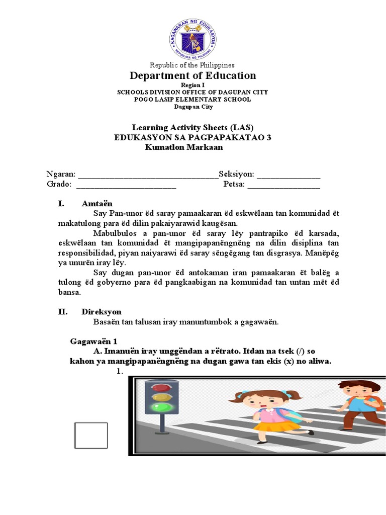 ESP Grade 3 Learning Activity Sheet | PDF | Social Science | Language ...