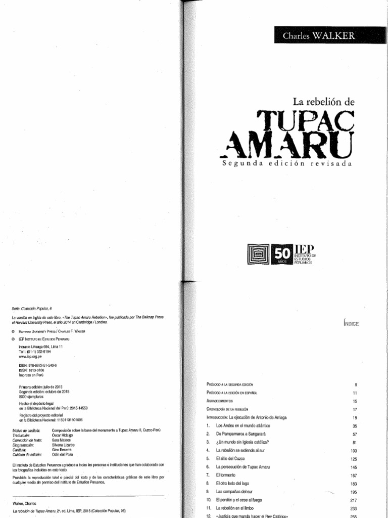 LA REBELIÓN DE TUPAC AMARU - Segunda Edición Revisada | PDF