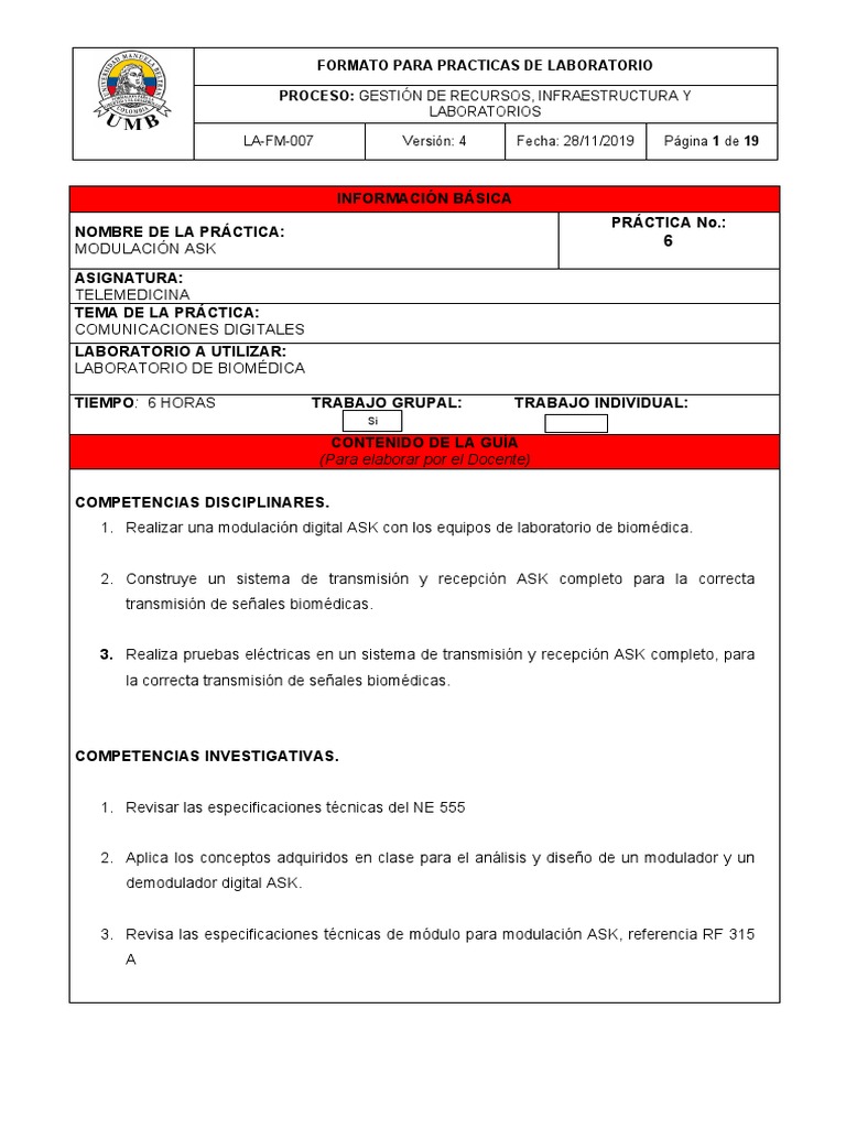 Práctica de Modulación ASK en Laboratorio | PDF | Modulación ...