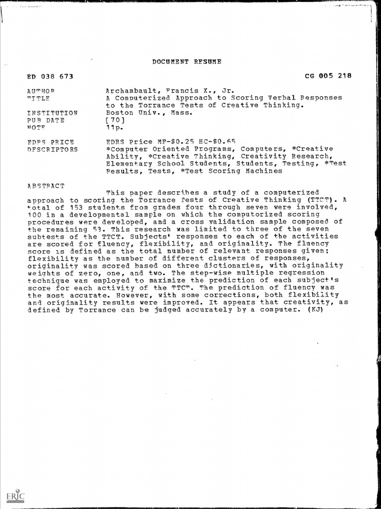 Computerized Scoring of TTCT Responses | PDF | Prediction | Dependent ...