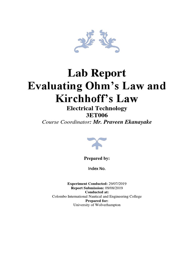 Sanwa Electronics Lab Report Summary | PDF | Electrical Network ...