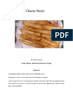 Cheese Sticks: Vision, Mission, Objectives Performance Targets