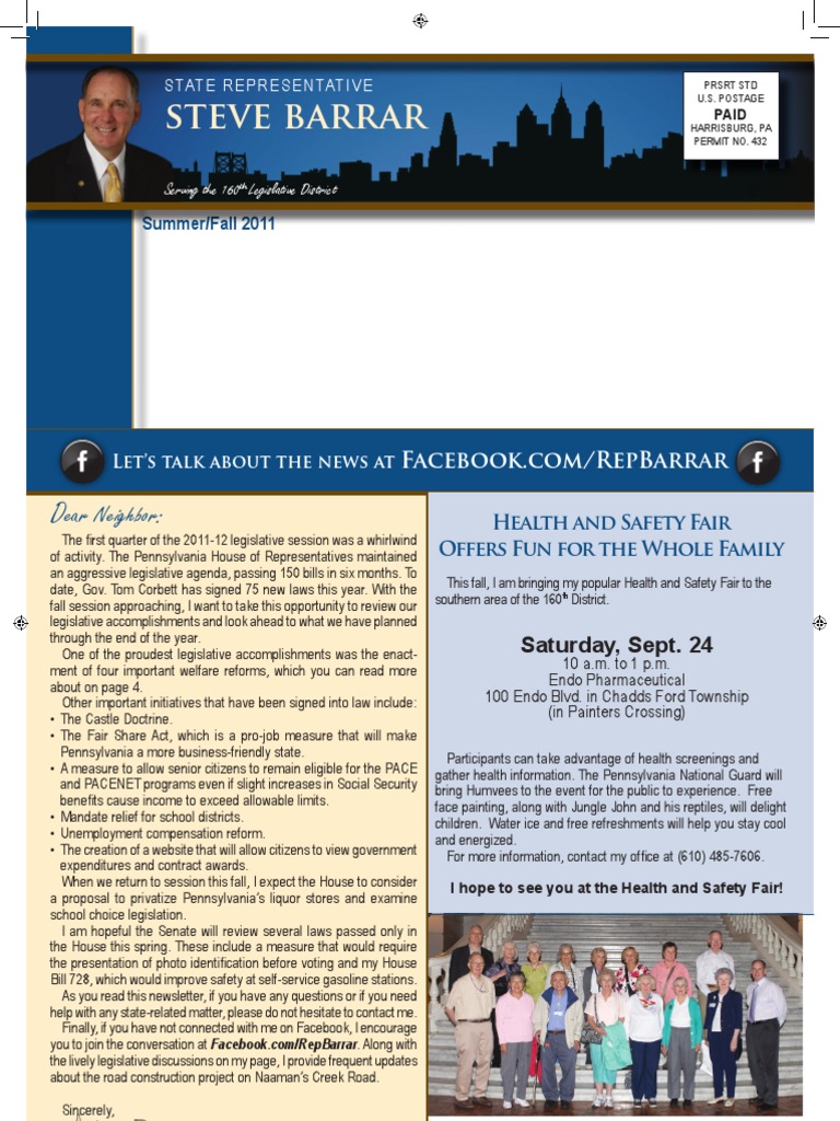 Rep Barrar Summer Newsletter | PDF | 9 1 1 | Nuclear Power