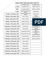 DBES 3rd Worksheet Time Table (December) 2021-22