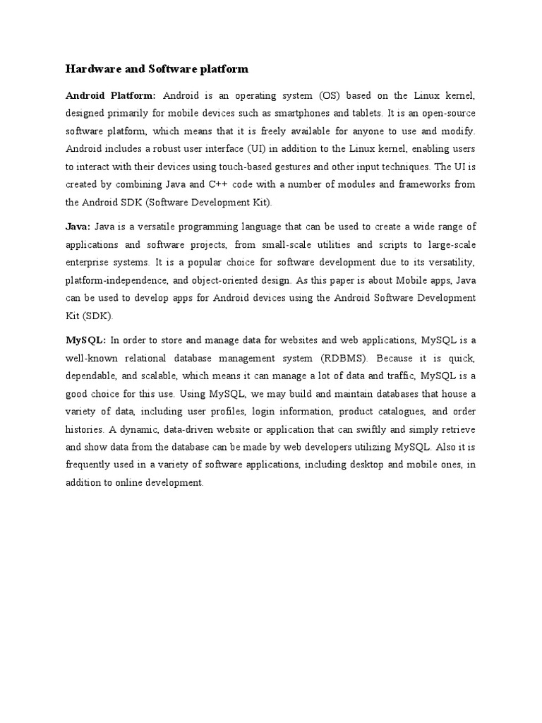 Hardware and Software Platform PDF