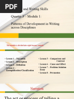 Reading and Writing Skills Quarter 3 - Module 1: Patterns of Development in Writing Across Disciplines