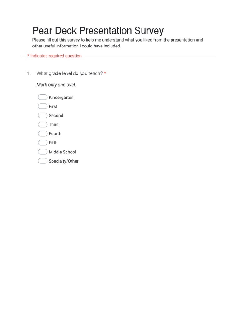 Pear Deck Presentation Survey PDF