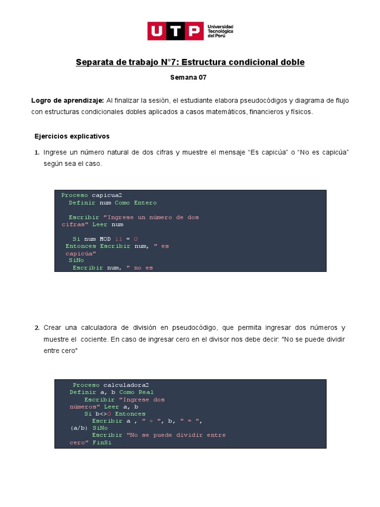 S07.s1 - Estructura Condicional Doble-1 | PDF