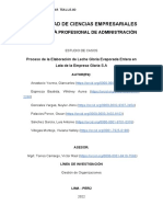 Proceso de La Elaboración de Leche Gloria Evaporada Entera en Lata de La Empresa Gloria S.A