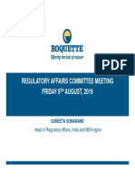 Regulatory Affairs Committee Meeting Friday 9 AUGUST, 2019: Head of Regulatory Affairs, India and MEA Region