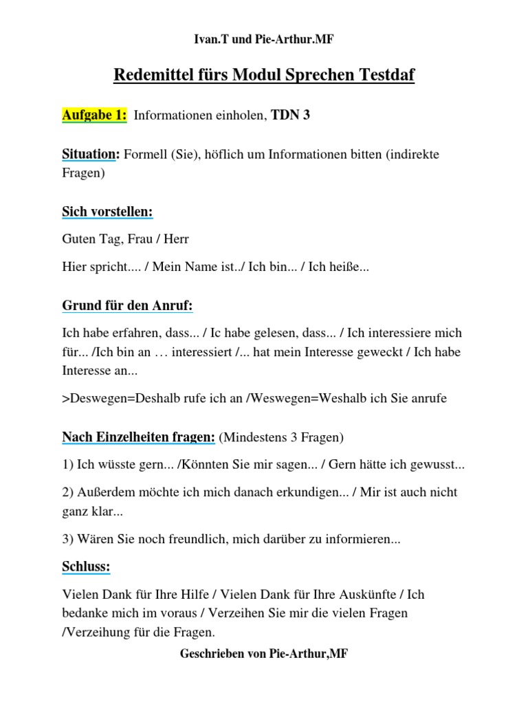 Testdaf Digital Schreiben Redemittel