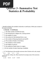 Quarter 3 - Summative Test STAT