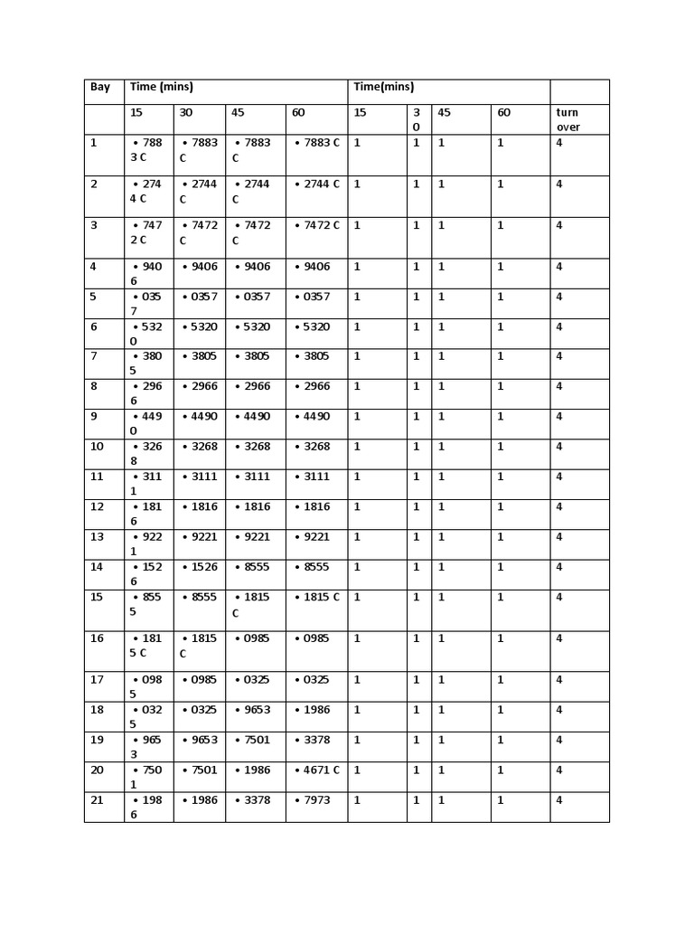 Bay Time (Mins) Time (Mins) PDF