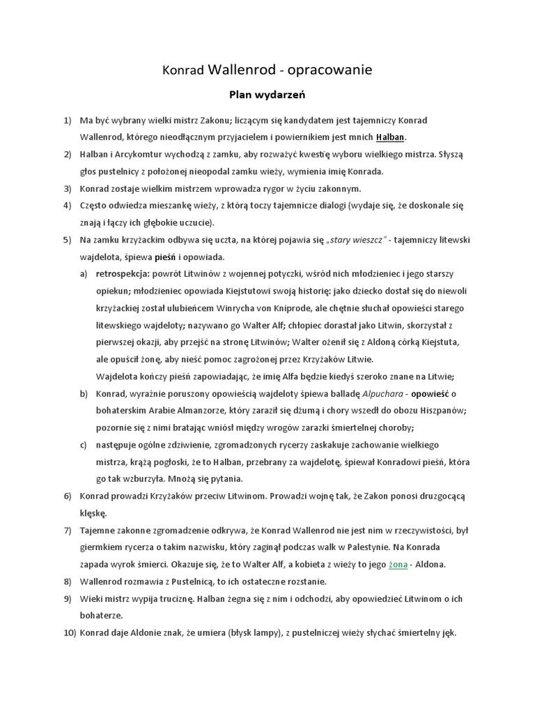 Konrad Wallenrod Opracowanie PDF
