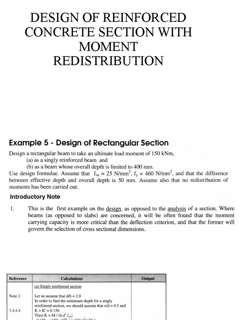 Design of Reinforced Concrete Section With Moment Redistribution | PDF